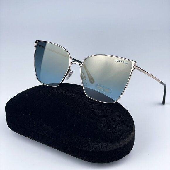 NEW Tom Ford FT0653/S 28V Gold Rose Blue Mirrored Metal Cat Eye Women Sunglasse main image 7